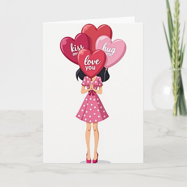 Cartão Valentines Love You Kiss Hug Card (Frente)
