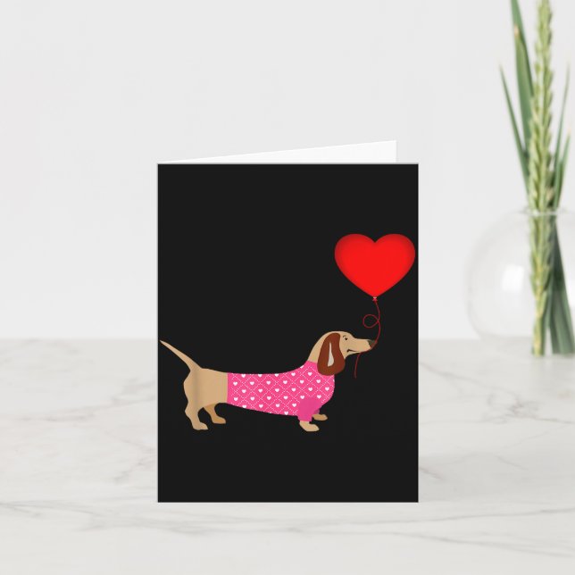 Cartão Valentines Weiner Daschund Doxie In Dog Dress  (Frente)