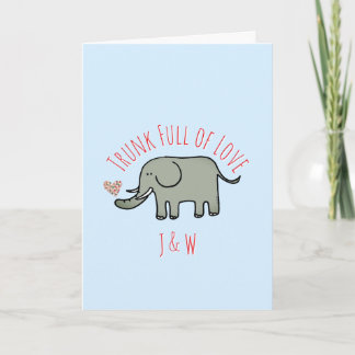 Cartão Vales Cheios de Amor Elefante Fofo do Dia dos Namo