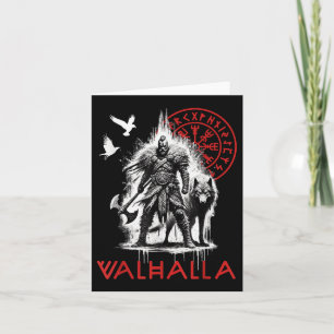 Cartão Valhalla Odin Wolf E Raven Viking Executam Norse C