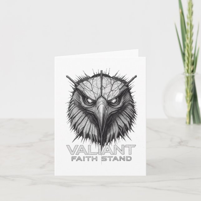 Cartão Valiant Faith Stand Eagle Christian Courage Streng (Frente)