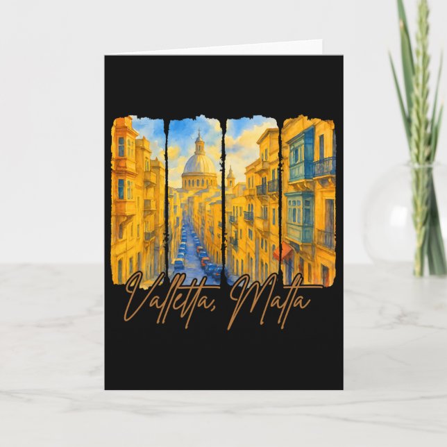 Cartão Valletta Malta Traveling Trip Brushstroke Valletta (Frente)