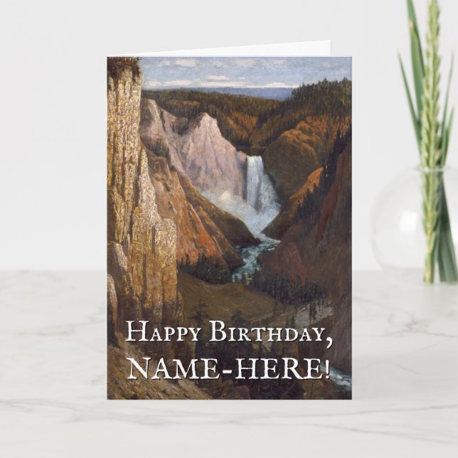 Cartão Valley and Waterfall Vintage Look Birthday Card (Frente)