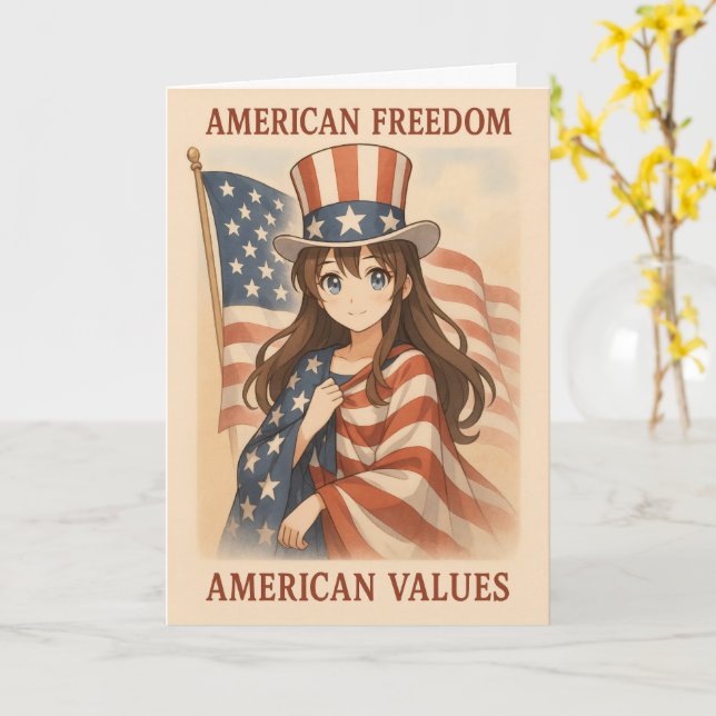 Cartão Valores Americanos Garota de Anime (Flor Amarela)