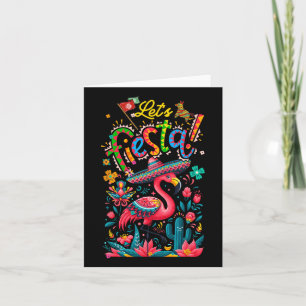 Cartão Vamos Festa Mexicana Flamingo Rosa Cinco De Mayo A