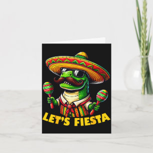 Cartão Vamos festejar o dino mexicano trex cinco de maio