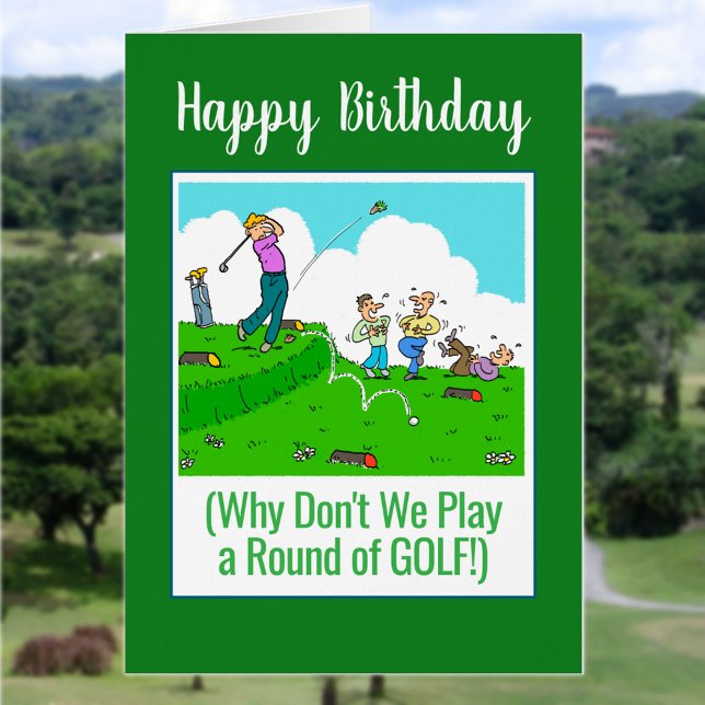 Cartão Vamos Jogue Golfe. Feliz Aniversário Golfer (Criador carregado)