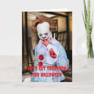 Cartão Vamos nos reunir no Halloween.