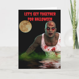 Cartão Vamos nos reunir no Halloween.