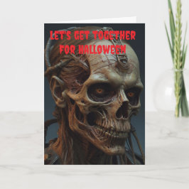 Cartão Vamos nos reunir no Halloween.