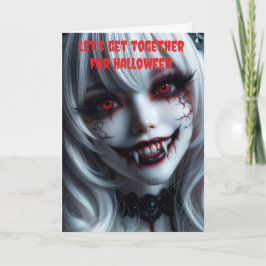 Cartão Vamos nos reunir no Halloween.