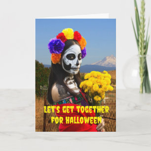 Cartão Vamos nos reunir para o Halloween.