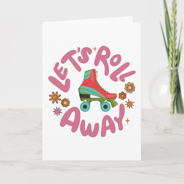 Cartão Vamos rolar para fora Skates do cilindro (Frente)