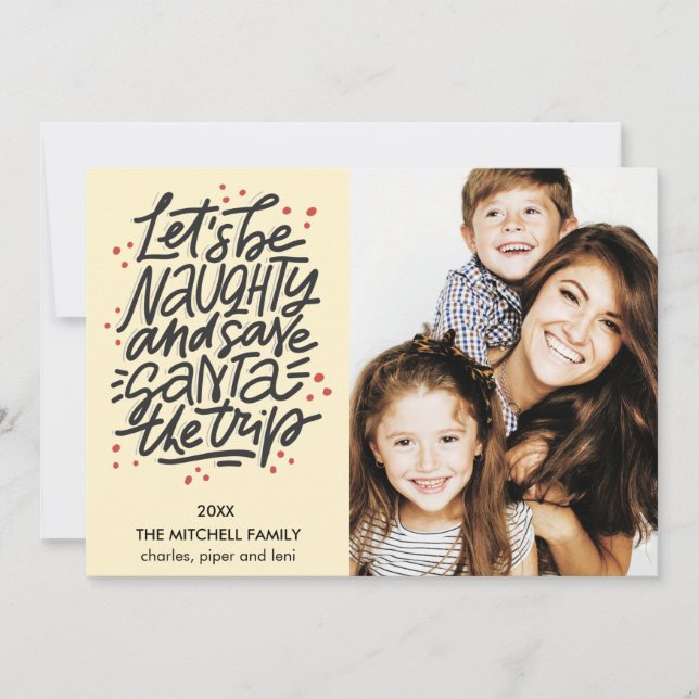 Cartão Vamos seja imprudente salvar Papais noeis na viage (Frente)