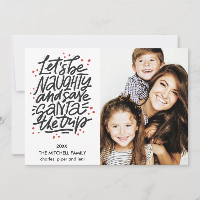 Cartão Vamos seja imprudente salvar Papais noeis na viage (Frente)