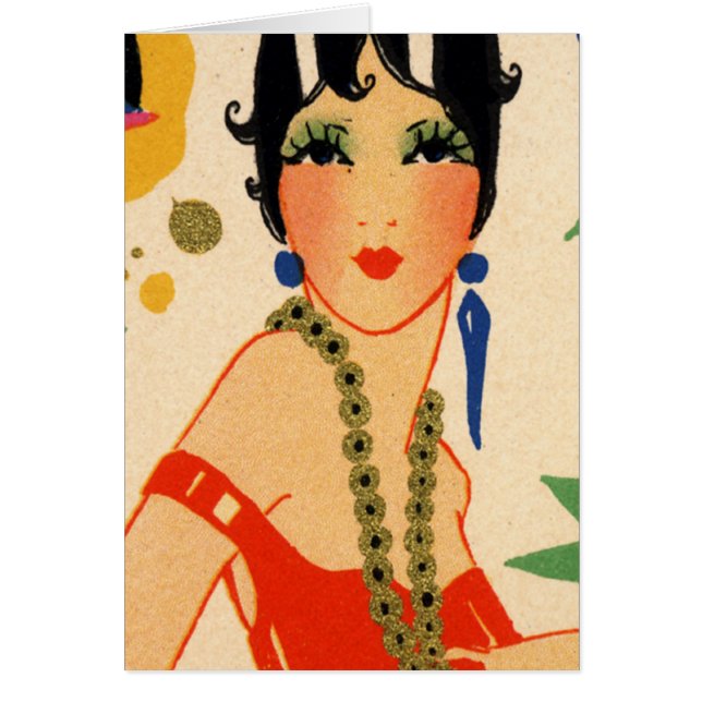 Cartão Vamp do art deco, Flapper do 1920 (Frente)