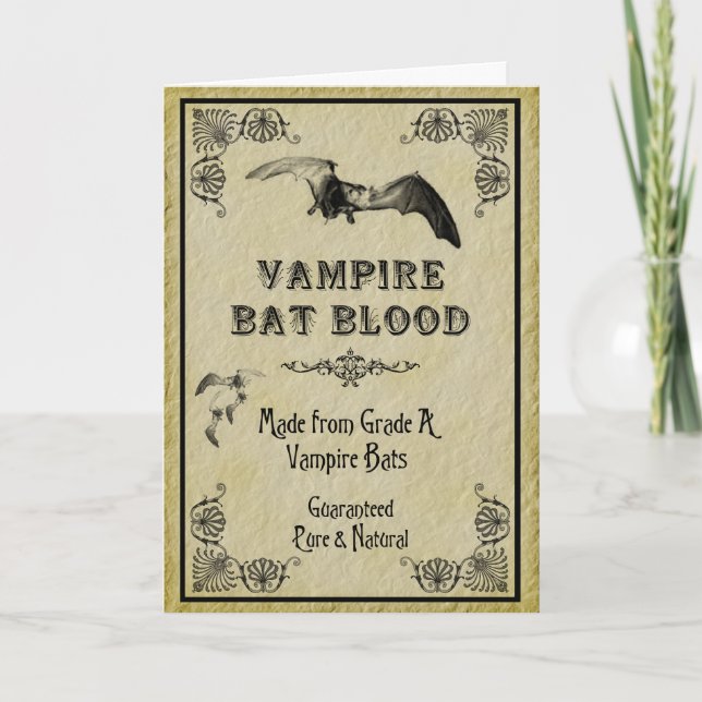 Cartão Vampire Bat Blood Halloween Card (Frente)