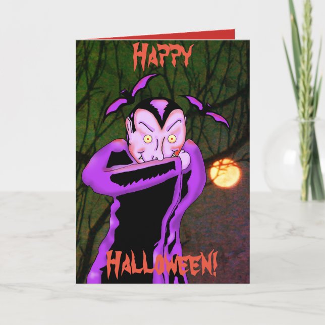 Cartão Vampire Halloween Greeting Card (Frente)