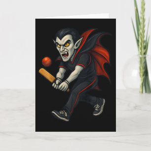 Cartão Vampiro Jogando Críquete Esporte Divertido de Hall