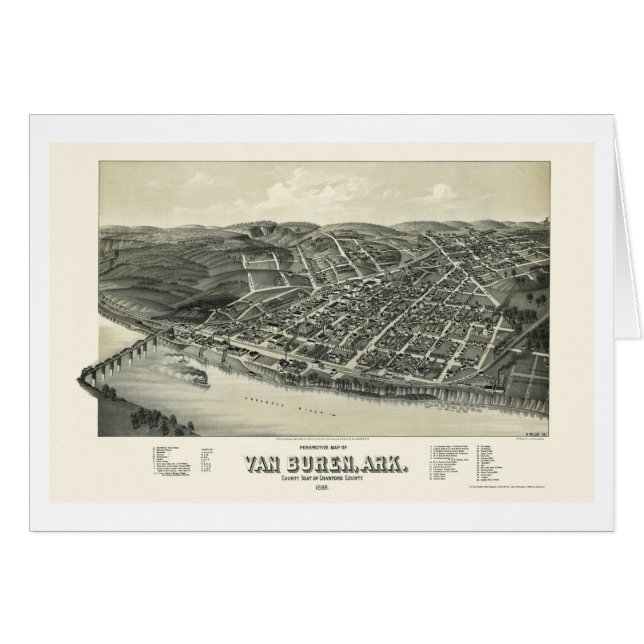 Cartão Van Buren, mapa panorâmico da AR - 1888 (Frente Horizontal)