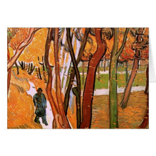 Cartão Van Gogh a caminhada: Folhas de queda, arte do