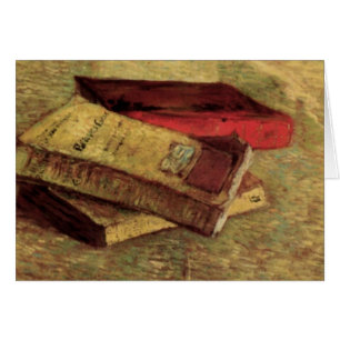 Cartão Van Gogh; Ainda vida com três livros, arte do