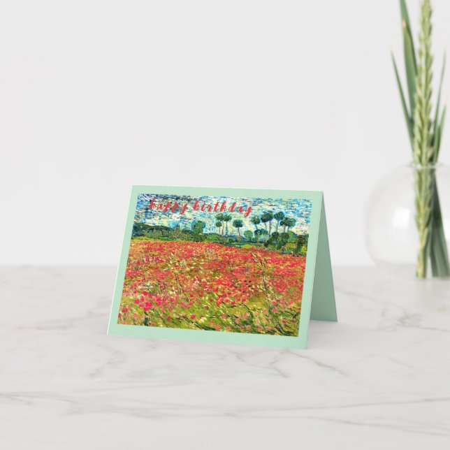 Cartão VAN GOGH Classic "Field with Poppies" Aniversário (Frente)