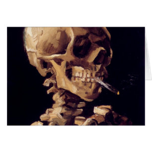 Cartão Van Gogh - crânio com um cigarro ardente