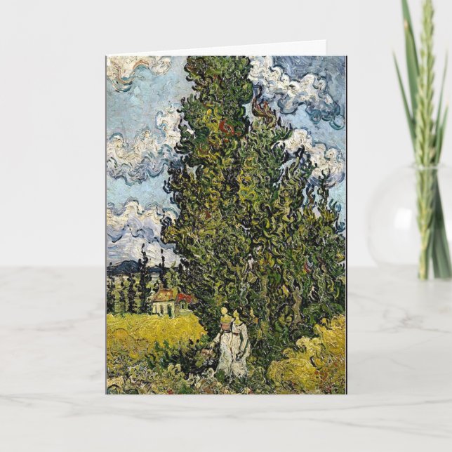 Cartão Van Gogh - Cypresses with Two Women (Frente)