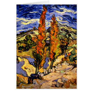 Cartão Van Gogh - Dois Poplars em um Hill