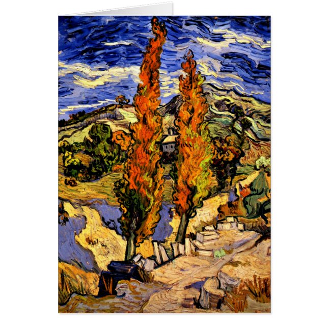 Cartão Van Gogh - Dois Poplars em um Hill (Frente)
