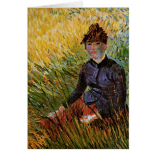 Cartão Van Gogh; Mulher Sentada na Grama, Arte Fina Vinta