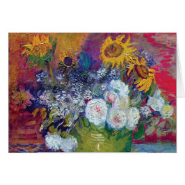 Cartão Van Gogh - Natureza-Morta com Rosas e Girassóis