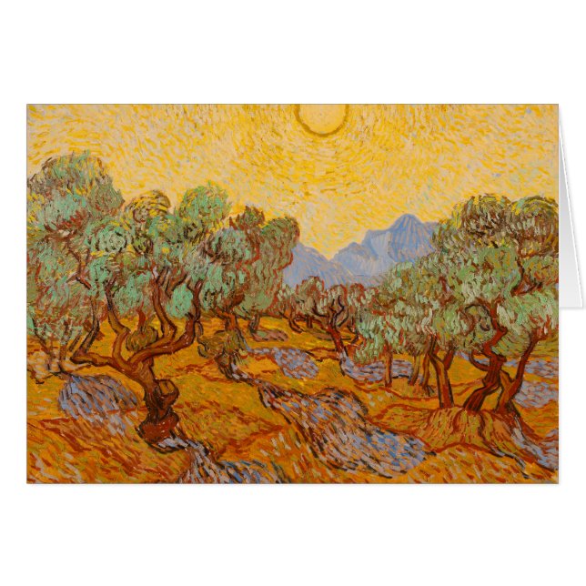 Cartão Van Gogh Olive Trees Yellow Sun Sky (Frente Horizontal)
