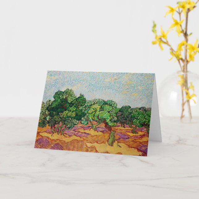 Cartão Van Gogh - Oliveiras, pintura famosa, (Flor Amarela)