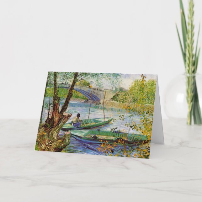 Cartão Van Gogh Pesca na Primavera, Pont de Clichy (Frente)