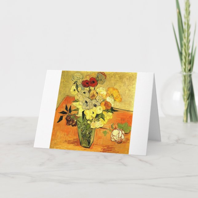 Cartão Van Gogh Pintando Flores Fantasiosas Flores Vinhas (Frente)