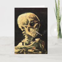 Van Gogh Skull com Carro de Saudação de Cigarro Qu