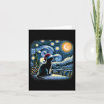 Cartão Van Gogh Starry Night Cat Funny Black Christma<br><div class="desc">Van Gogh Starry Night Cat Funny Black Natal</div>