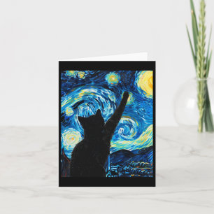 Cartão Van Gogh Starry Night Cat Kitten