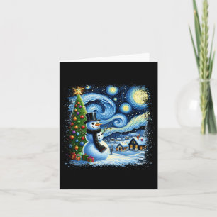 Cartão Van Gogh Starry Night Christmas Snowman Noite Noit