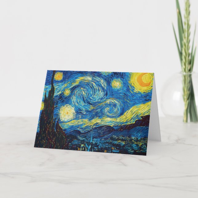 Cartão Van Gogh Starry Night Greeting (Frente)