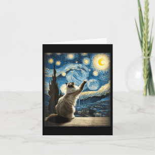 Cartão Van Gogh Starry Night Style Artístico Ragdoll Cat