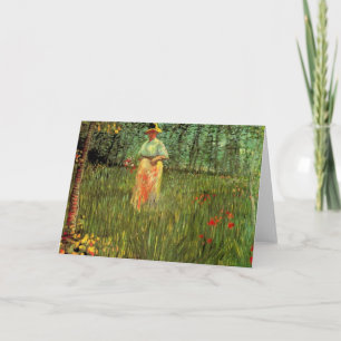 Cartão Van Gogh; Uma mulher caminhando em um jardim