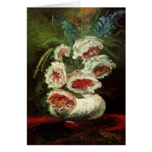 Cartão Van Gogh Vase com Peonies, Vintage Fine Art