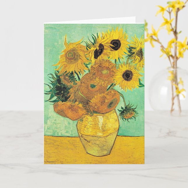 Cartão Van Gogh - Vaso com 12 Girassóis (Flor Amarela)