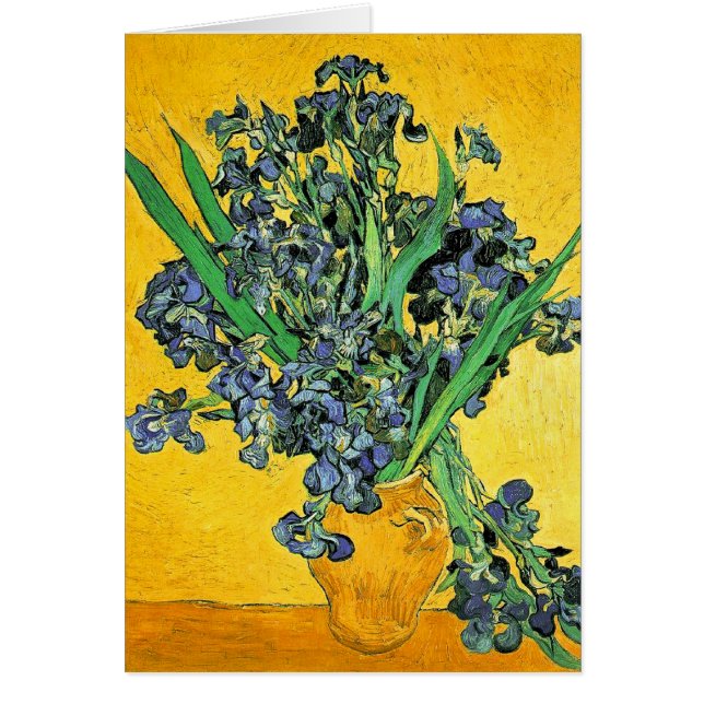 Cartão Van Gogh - Vaso com Íris Fundo Amarelo (Frente)