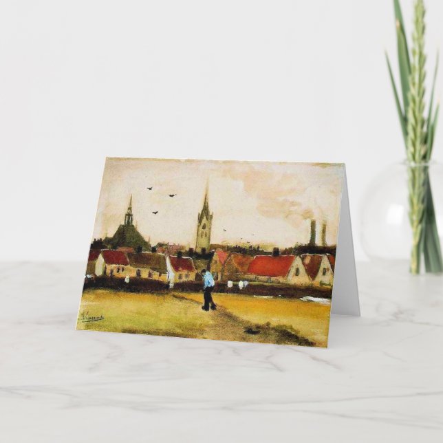 Cartão Van Gogh - Vista da Haia com a Nova Igreja, (Frente)