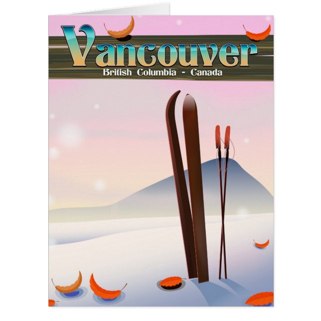 Cartão Vancouver British Columbia ski poster (Frente)