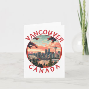 Cartão Vancouver no Canadá Arte de Viagem Vetorial Retro 